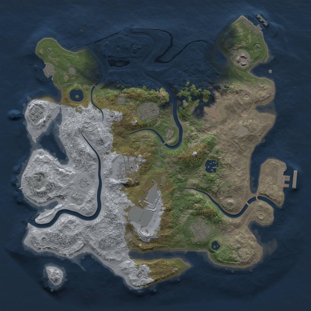Rust Map: Procedural Map, Size: 3500, Seed: 691663, 14 Monuments
