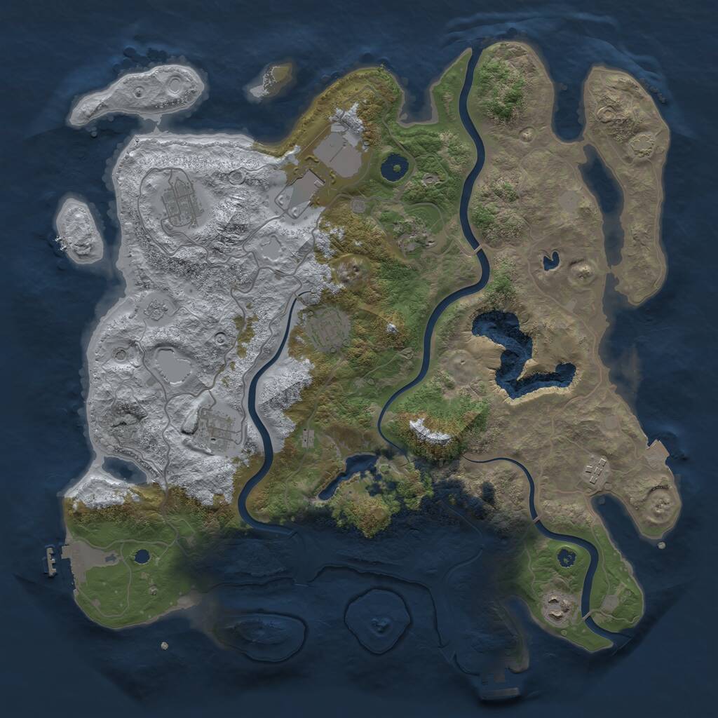 Rust Map: Procedural Map, Size: 4000, Seed: 971659, 13 Monuments