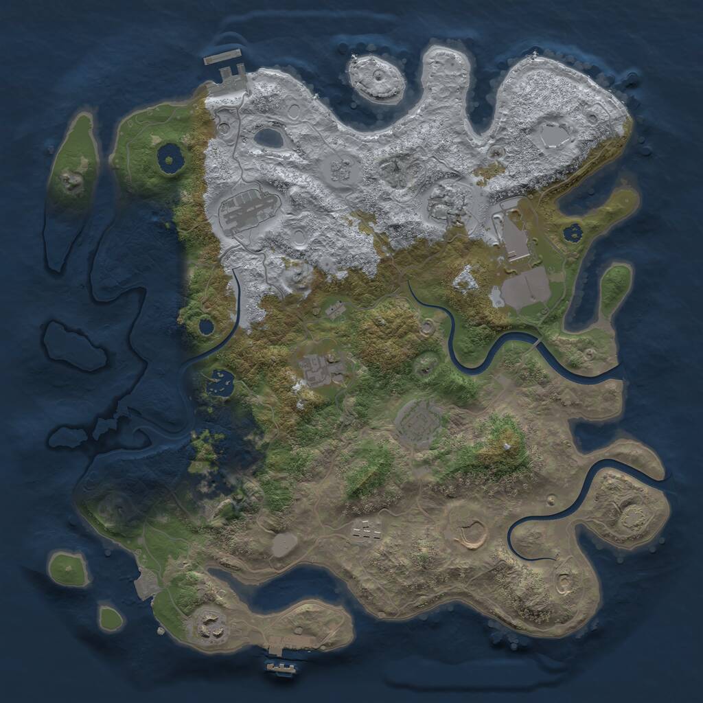 Rust Map: Procedural Map, Size: 3750, Seed: 347132, 16 Monuments
