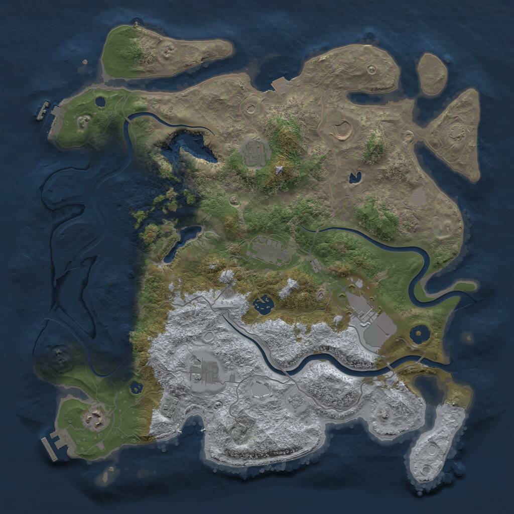 Rust Map: Procedural Map, Size: 4000, Seed: 943848, 14 Monuments