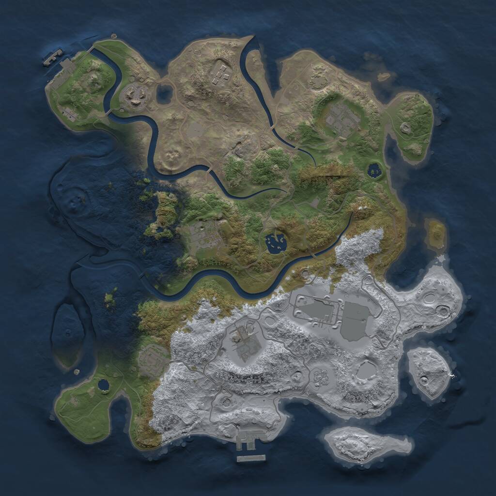 Rust Map: Procedural Map, Size: 3500, Seed: 181435, 14 Monuments