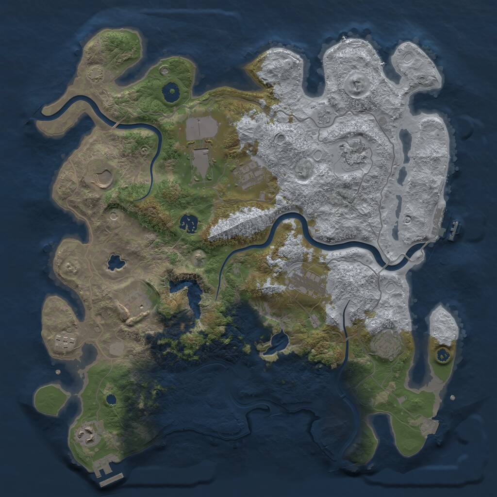 Rust Map: Procedural Map, Size: 4000, Seed: 368842, 16 Monuments