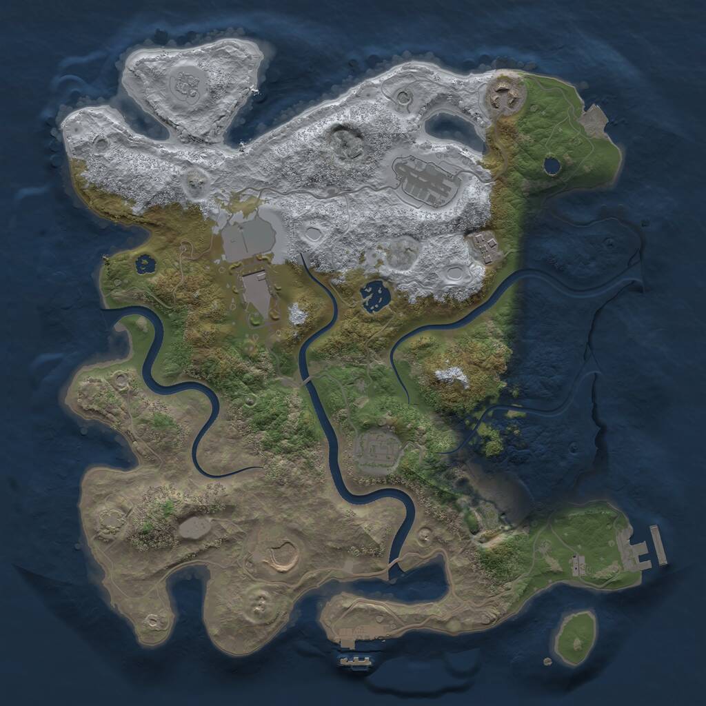 Rust Map: Procedural Map, Size: 3500, Seed: 712608, 14 Monuments