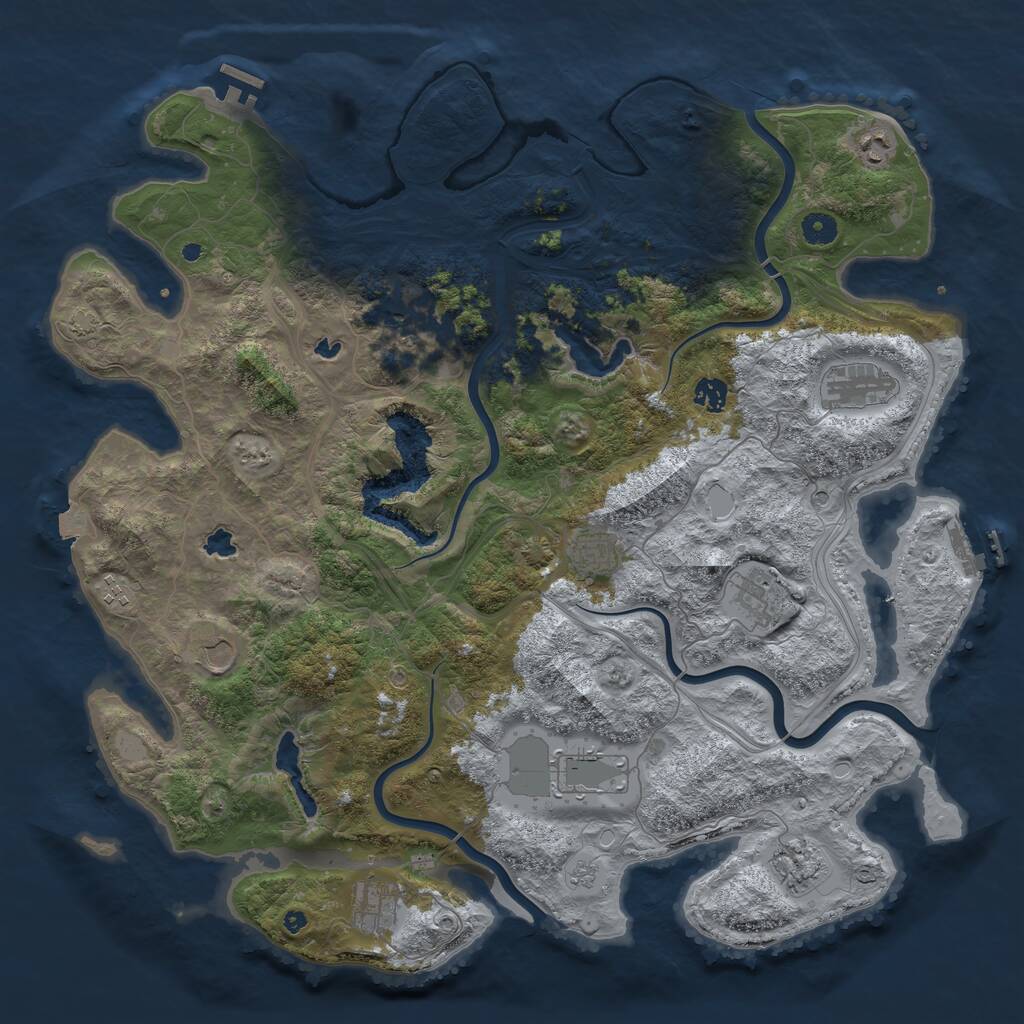 Rust Map: Procedural Map, Size: 4500, Seed: 1339647485, 17 Monuments