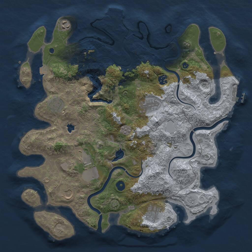Rust Map: Procedural Map, Size: 4000, Seed: 37117, 14 Monuments