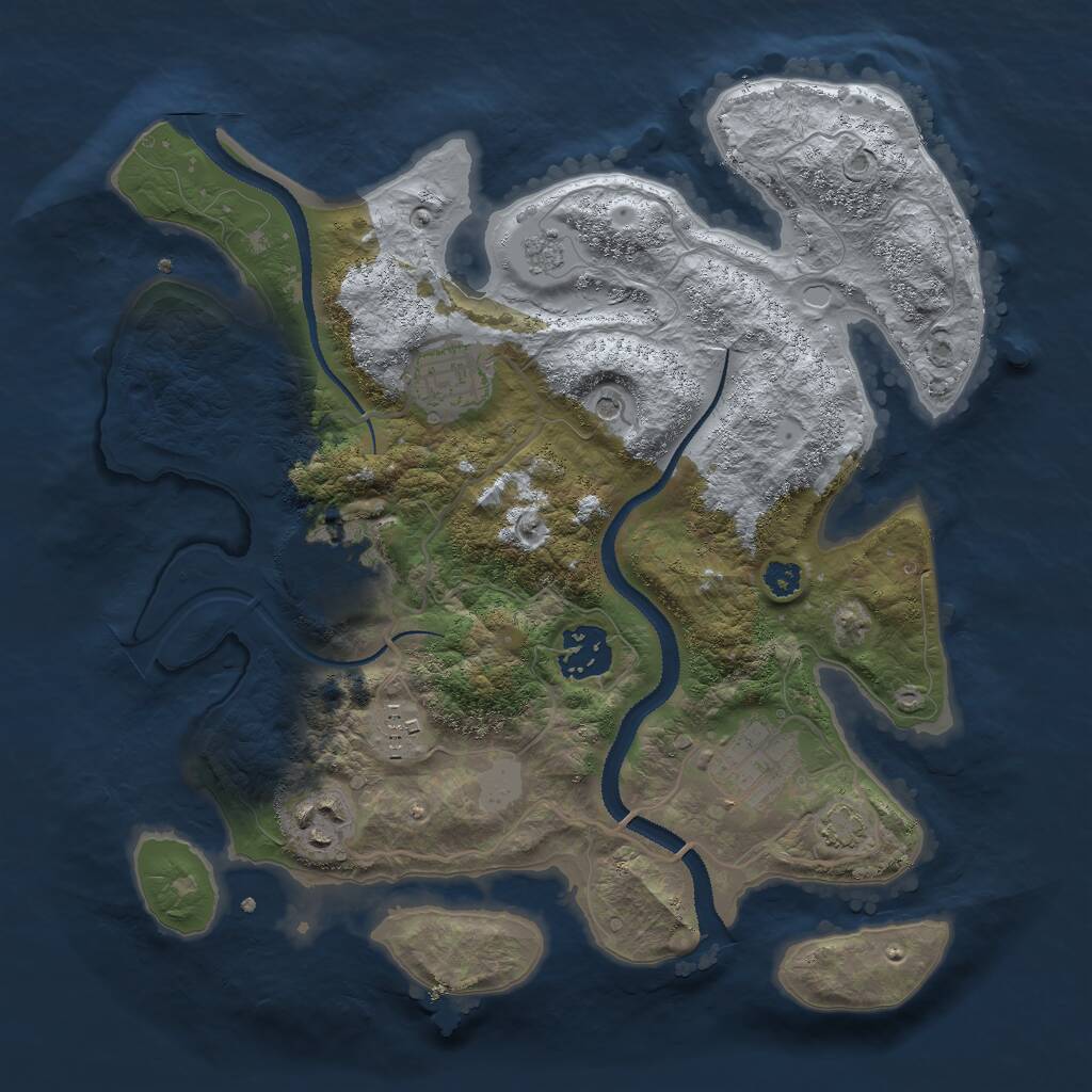 Rust Map: Procedural Map, Size: 3000, Seed: 660569128, 10 Monuments