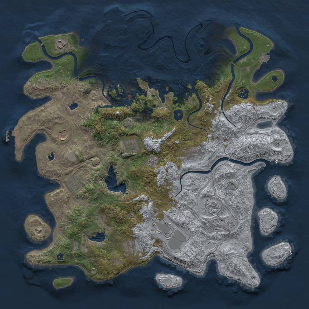 Rust Map: Procedural Map, Size: 4500, Seed: 1407432907, 16 Monuments