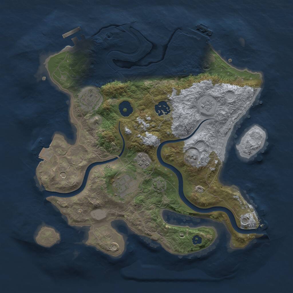 Rust Map: Procedural Map, Size: 3000, Seed: 591937107, 10 Monuments