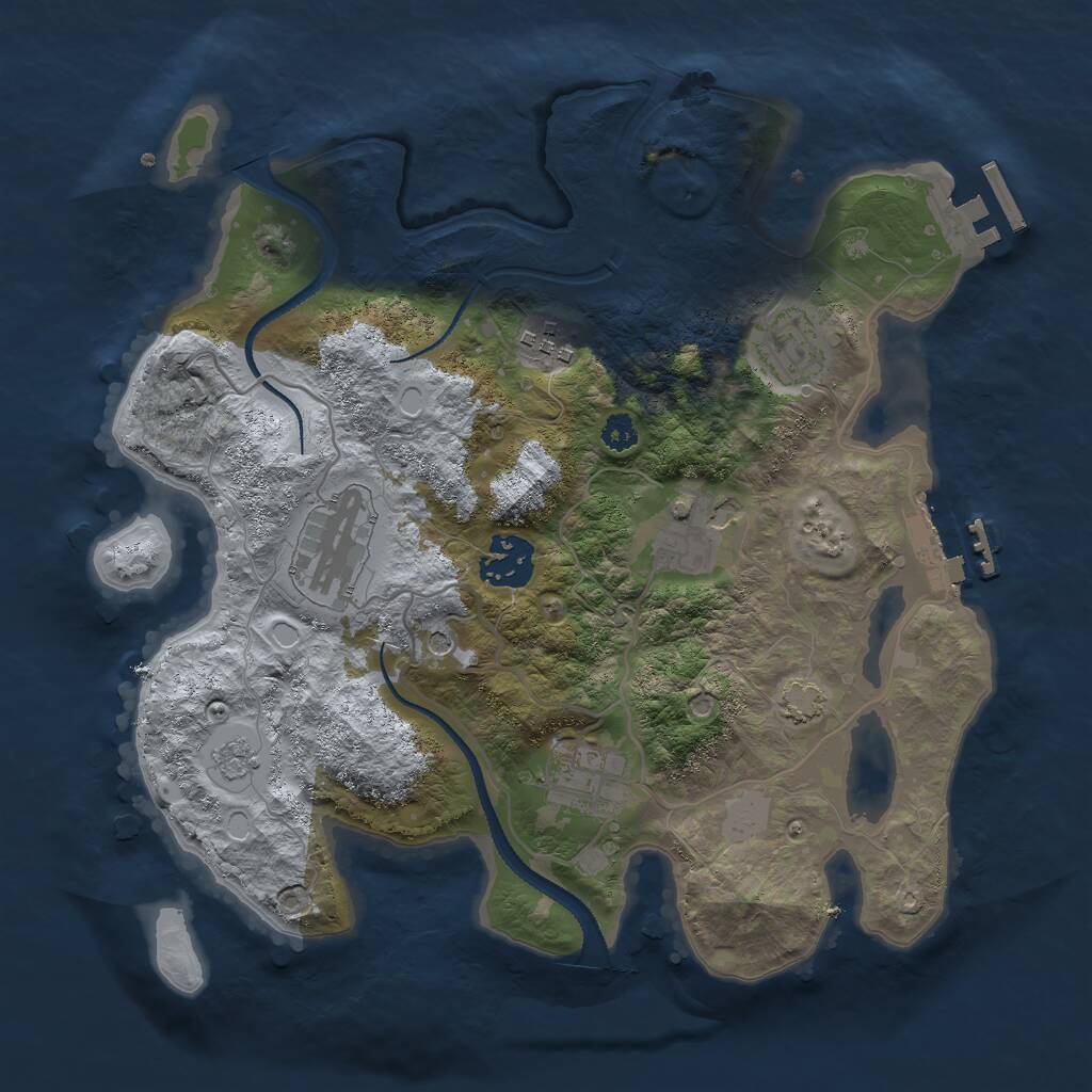 Rust Map: Procedural Map, Size: 3000, Seed: 1075785967, 12 Monuments