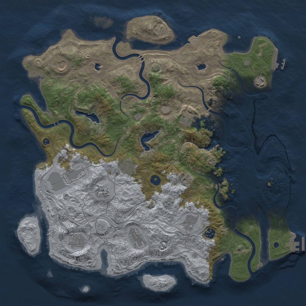 Rust Map: Procedural Map, Size: 4500, Seed: 166969346, 17 Monuments