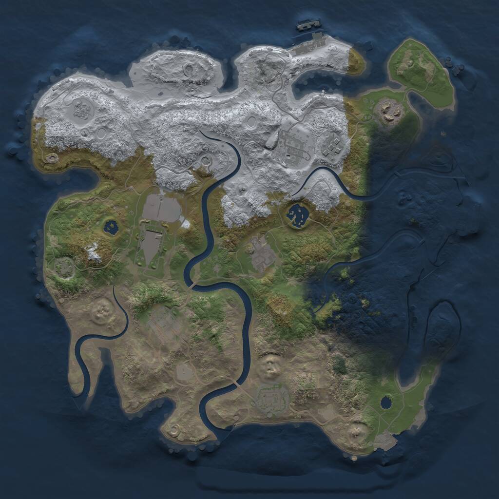 Rust Map: Procedural Map, Size: 3500, Seed: 1391692891, 14 Monuments