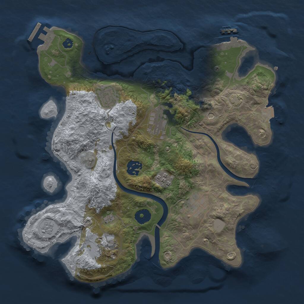Rust Map: Procedural Map, Size: 3000, Seed: 1278026939, 12 Monuments