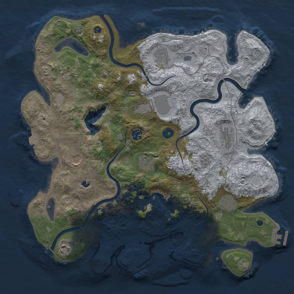 Rust Map: Procedural Map, Size: 4050, Seed: 164316282, 16 Monuments
