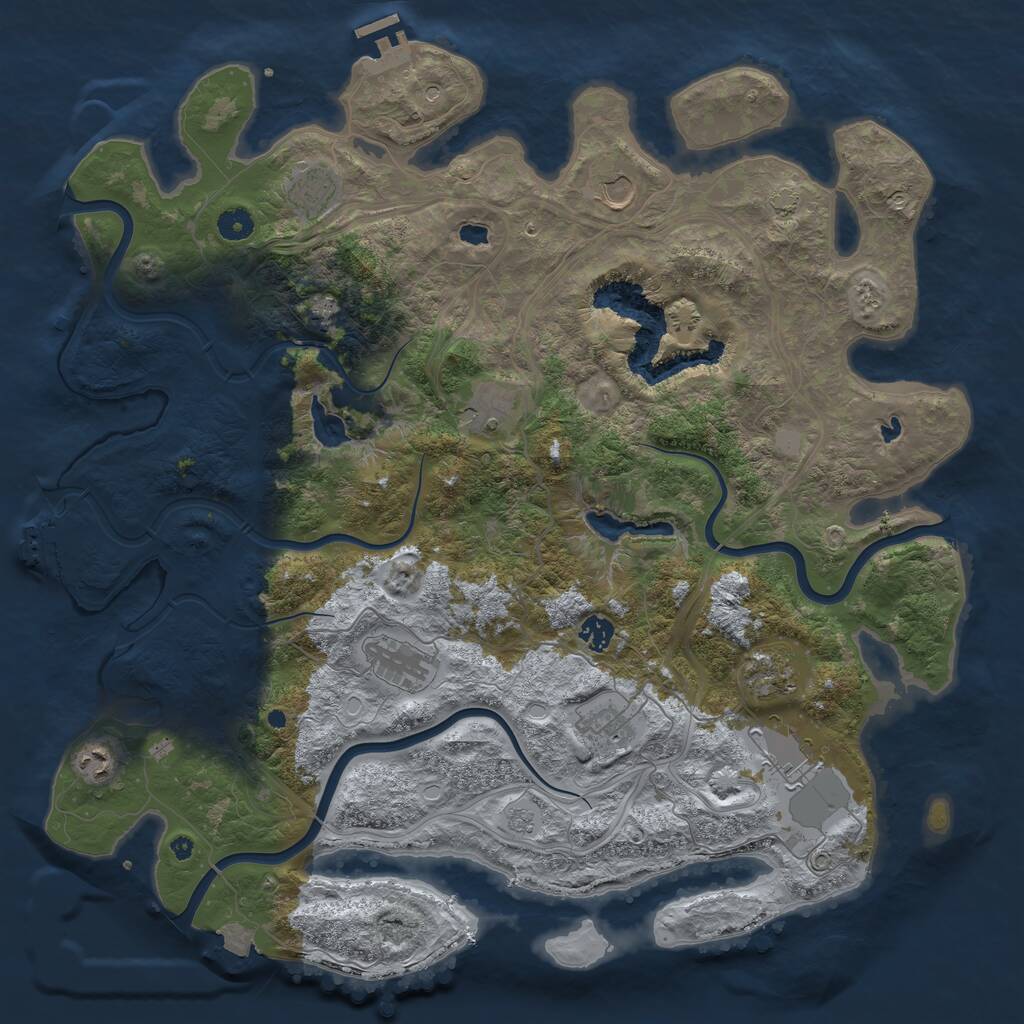 Rust Map: Procedural Map, Size: 4500, Seed: 1087103551, 16 Monuments