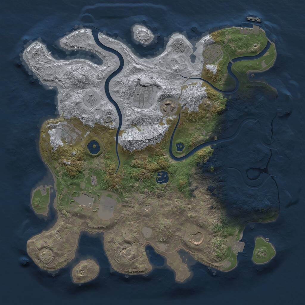 Rust Map: Procedural Map, Size: 3500, Seed: 1177748567, 14 Monuments