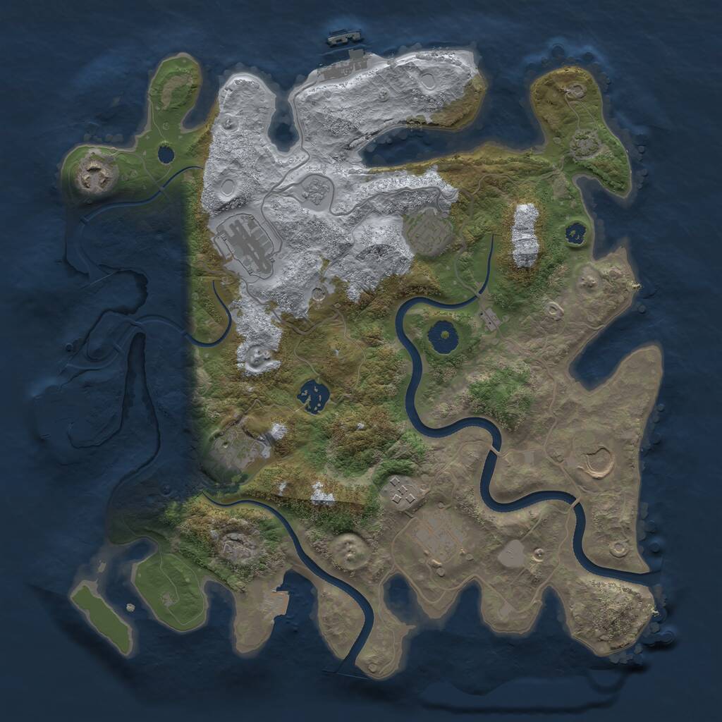 Rust Map: Procedural Map, Size: 3500, Seed: 511558, 14 Monuments