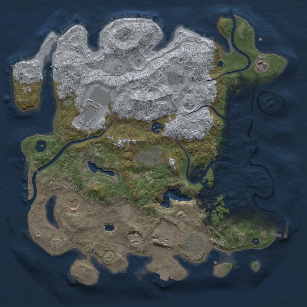 Rust Map: Procedural Map, Size: 4000, Seed: 841549, 14 Monuments