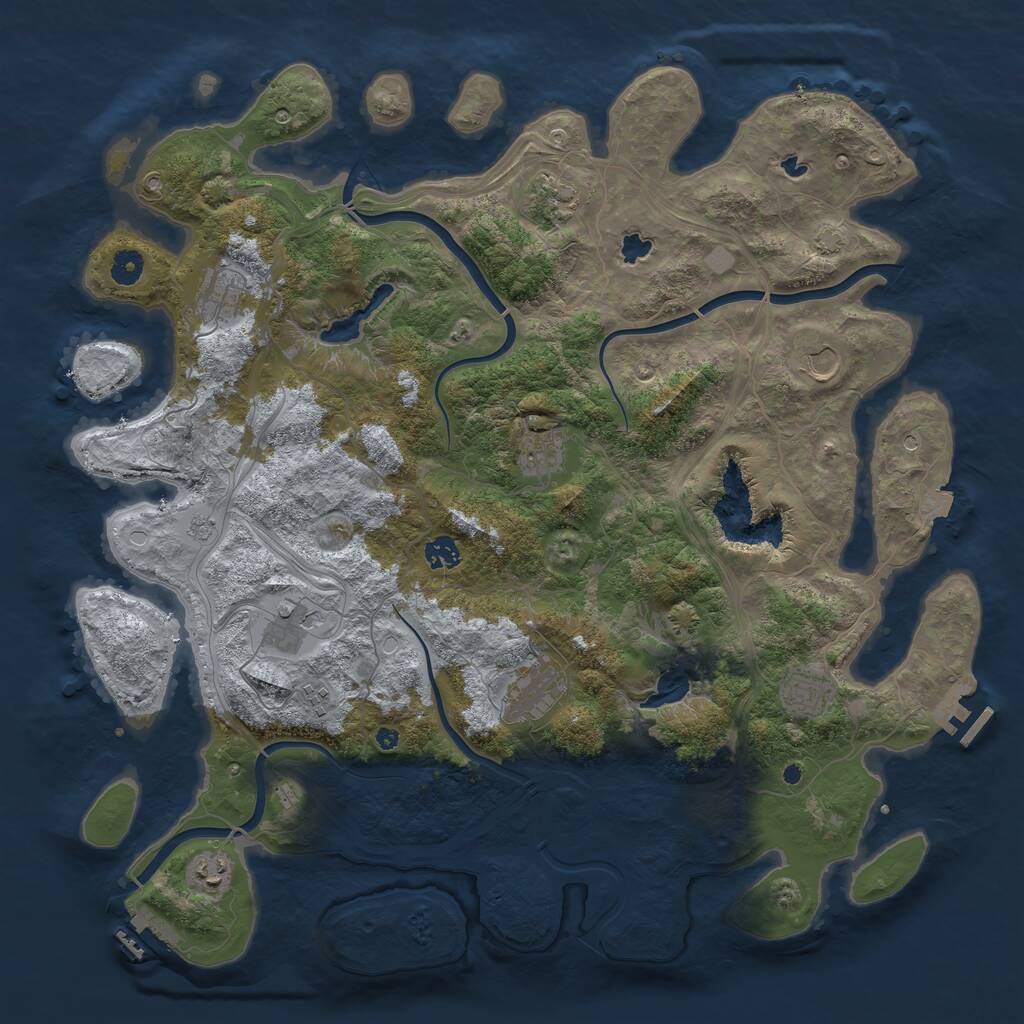 Rust Map: Procedural Map, Size: 4500, Seed: 573248, 16 Monuments