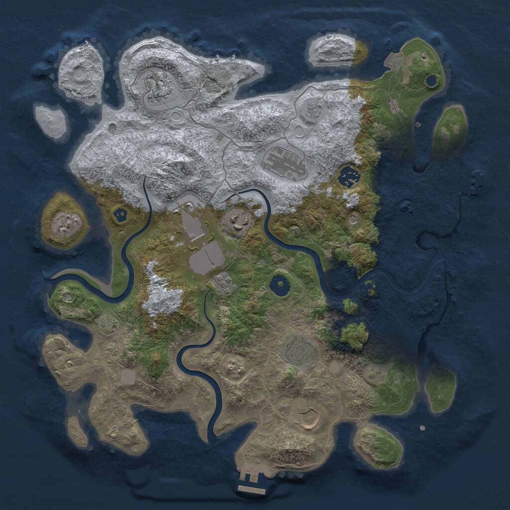 Rust Map: Procedural Map, Size: 3750, Seed: 920055, 14 Monuments
