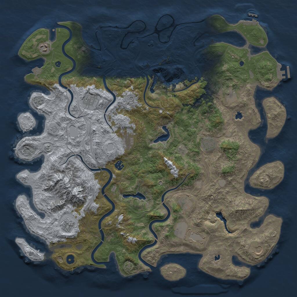 Rust Map: Procedural Map, Size: 5000, Seed: 1383475702, 17 Monuments