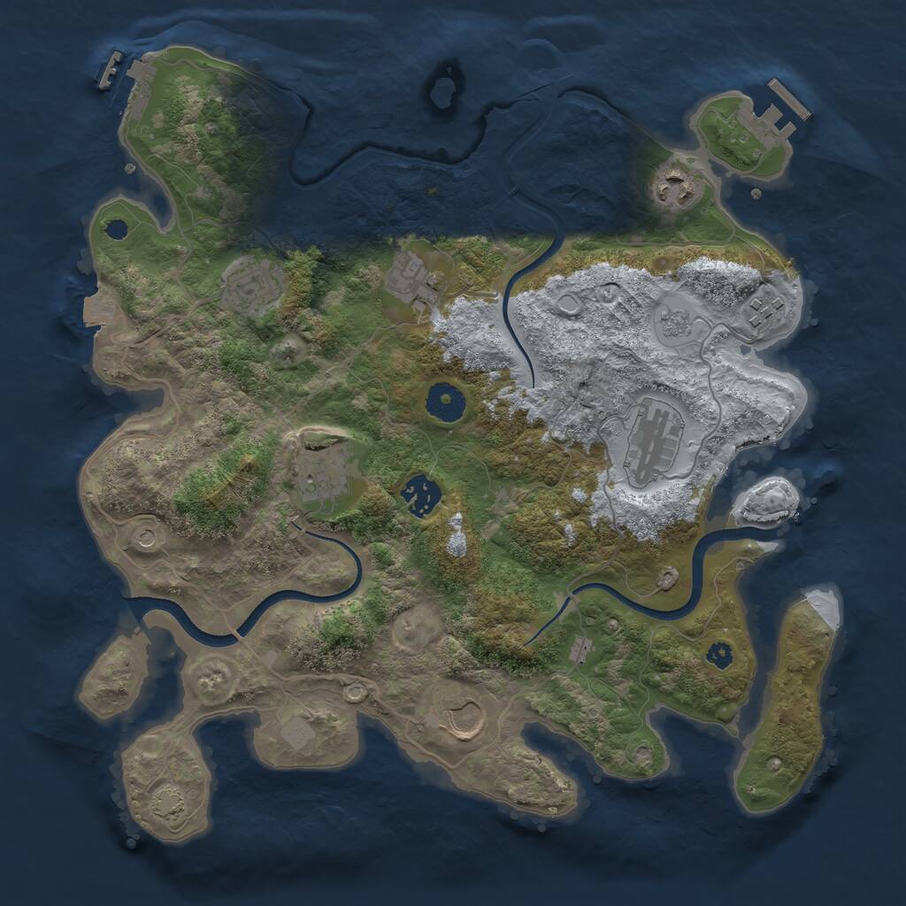 Rust Map: Procedural Map, Size: 3500, Seed: 649841, 14 Monuments