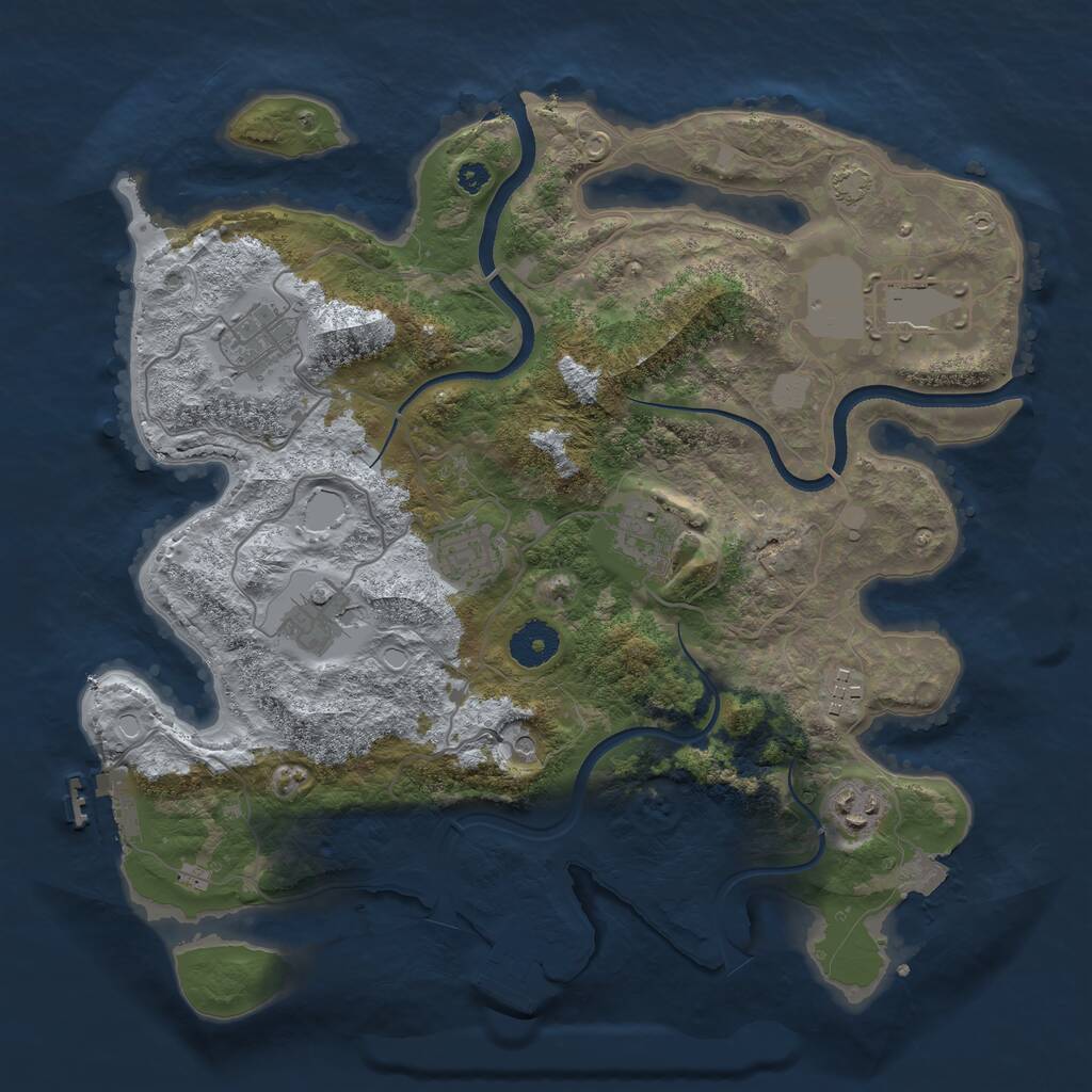 Rust Map: Procedural Map, Size: 3500, Seed: 966787, 12 Monuments