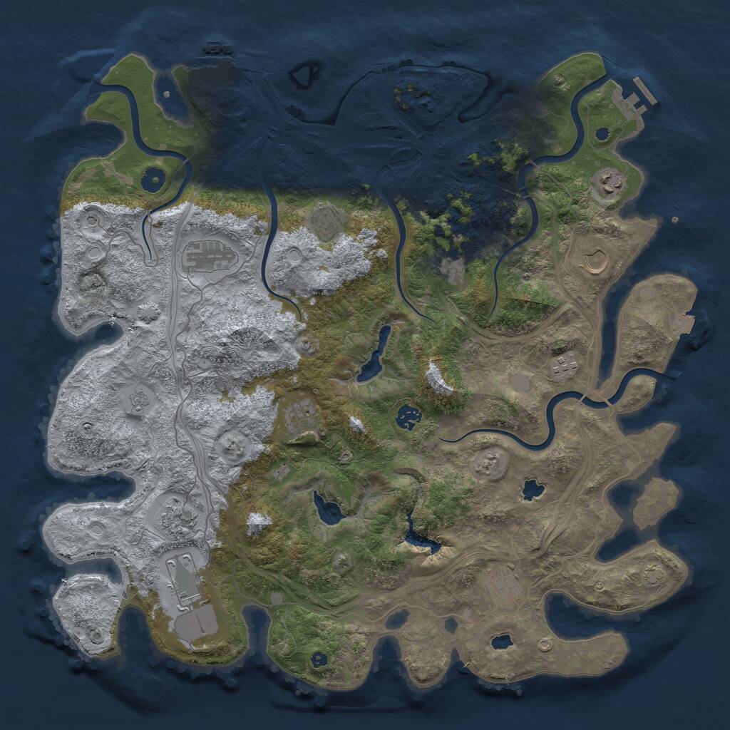 Rust Map: Procedural Map, Size: 4500, Seed: 84923356, 17 Monuments