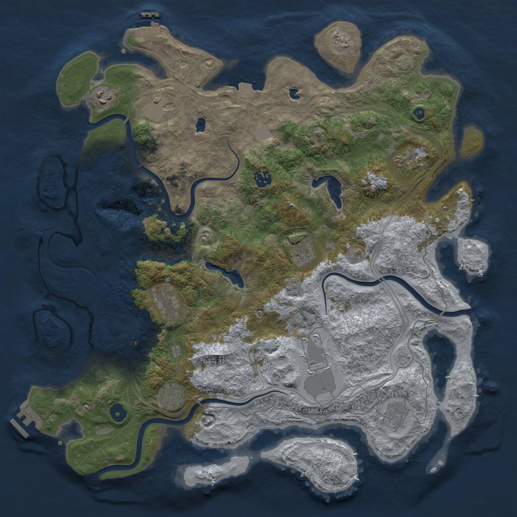 Rust Map: Procedural Map, Size: 4500, Seed: 309324704, 16 Monuments