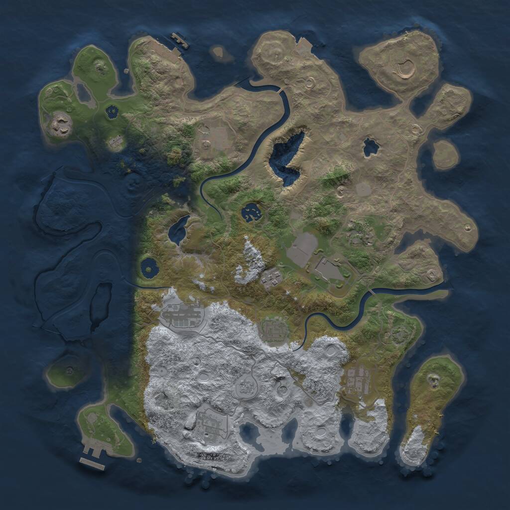 Rust Map: Procedural Map, Size: 4000, Seed: 377321, 17 Monuments