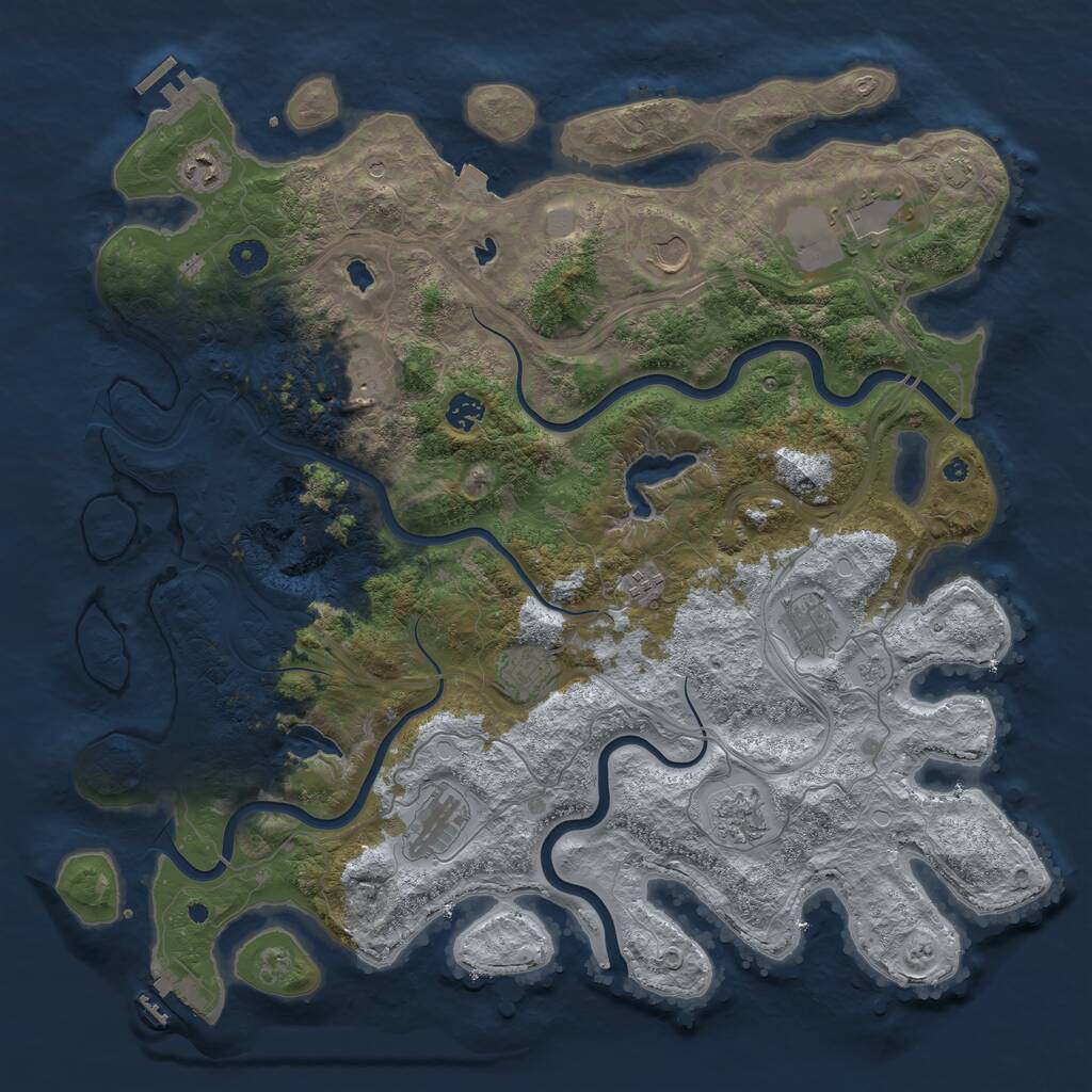 Rust Map: Procedural Map, Size: 4500, Seed: 760027226, 16 Monuments