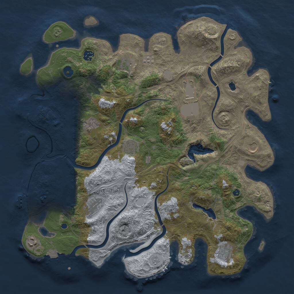 Rust Map: Procedural Map, Size: 4250, Seed: 441267892, 16 Monuments