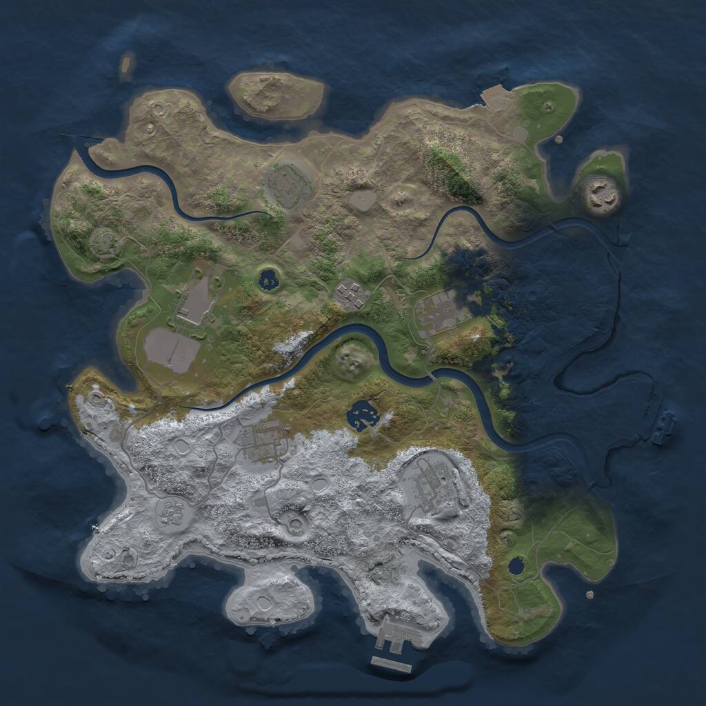 Rust Map: Procedural Map, Size: 3500, Seed: 591732, 14 Monuments