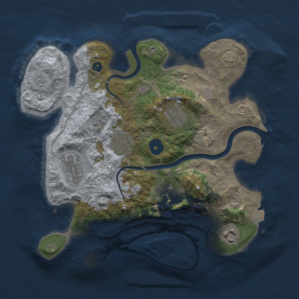 Rust Map: Procedural Map, Size: 3000, Seed: 22225, 10 Monuments