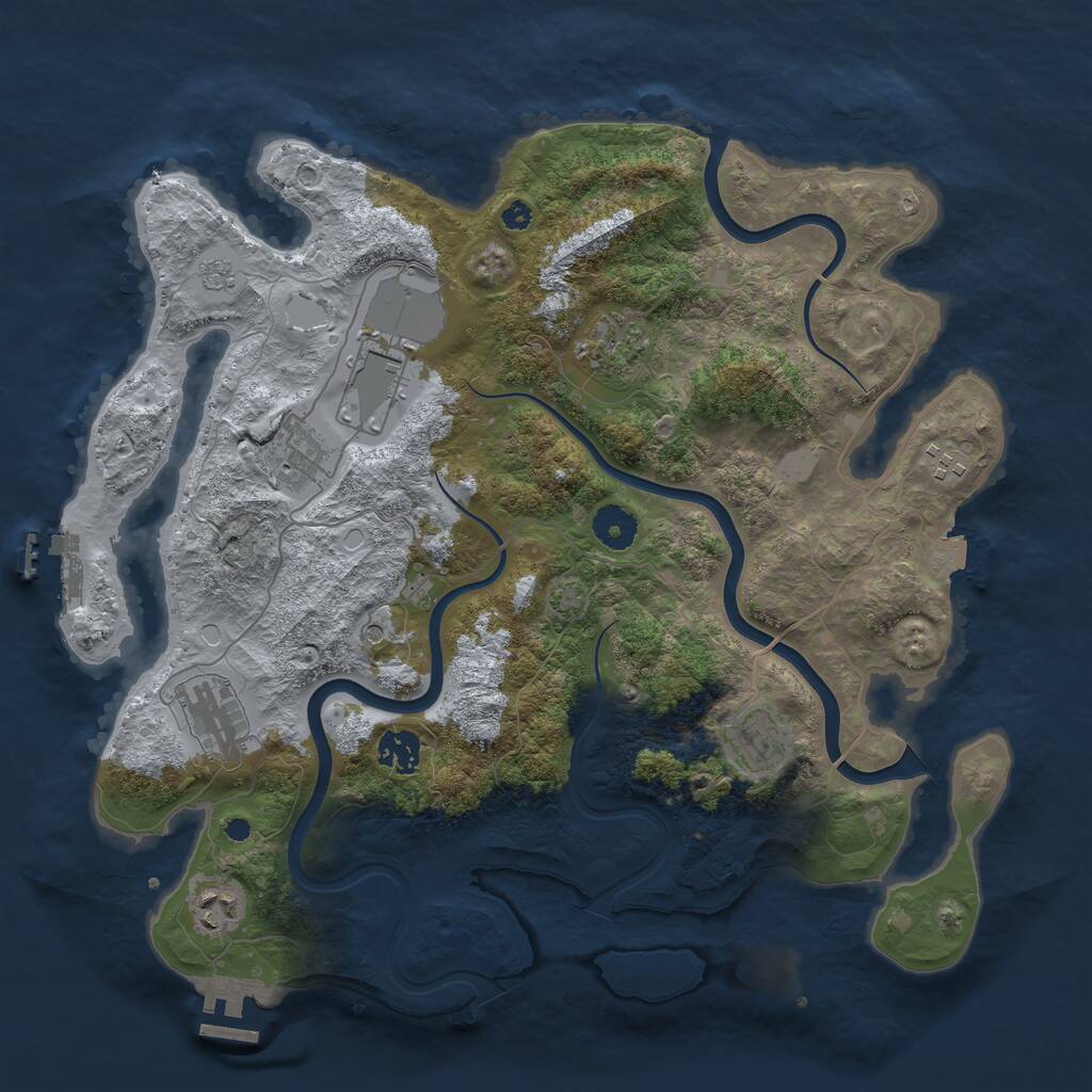 Rust Map: Procedural Map, Size: 3750, Seed: 750017, 14 Monuments