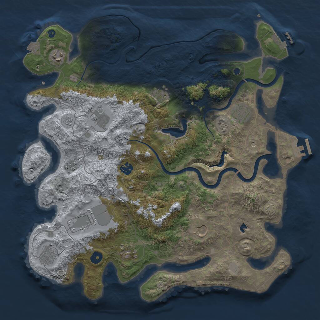 Rust Map: Procedural Map, Size: 4000, Seed: 307063, 16 Monuments
