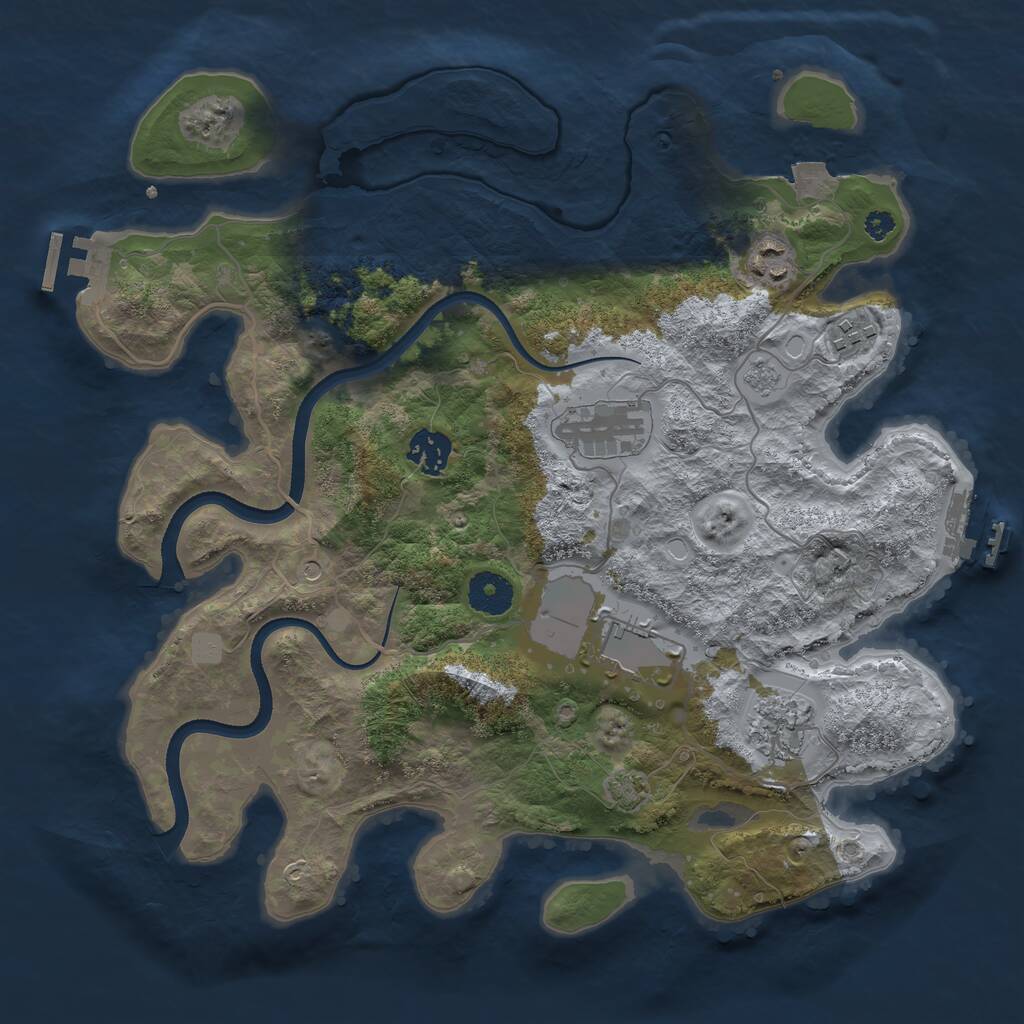 Rust Map: Procedural Map, Size: 3500, Seed: 354978, 12 Monuments