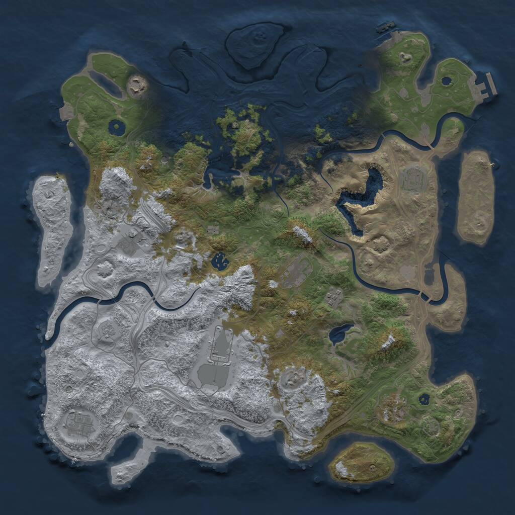 Rust Map: Procedural Map, Size: 4500, Seed: 995668, 15 Monuments