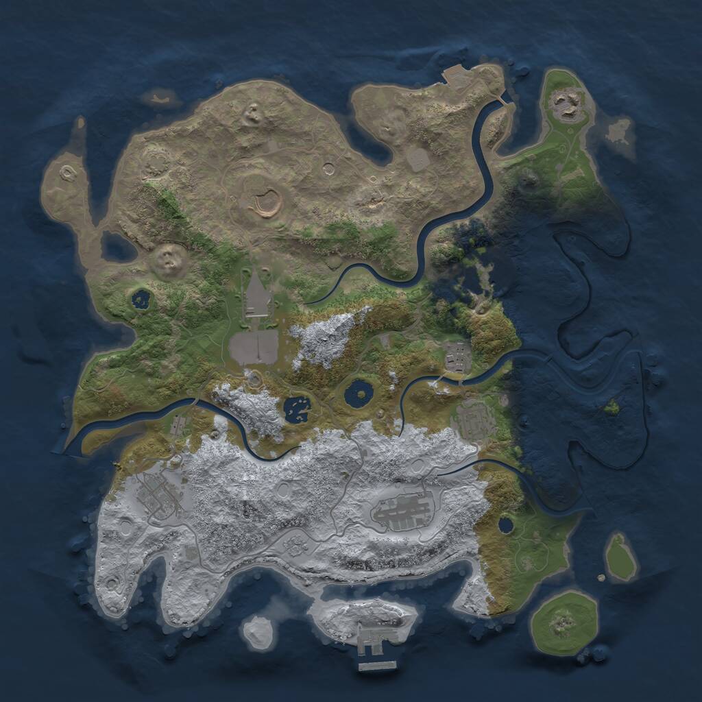 Rust Map: Procedural Map, Size: 3750, Seed: 921109, 14 Monuments