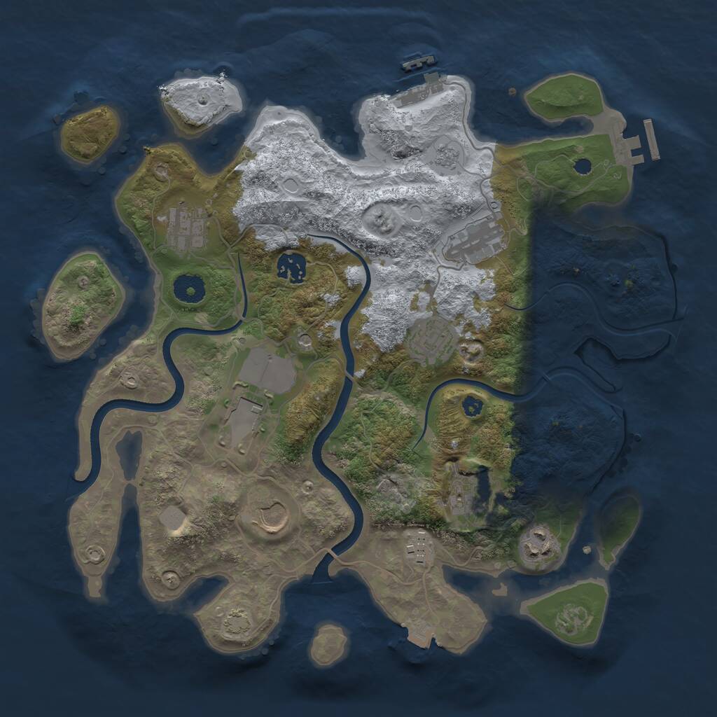 Rust Map: Procedural Map, Size: 3500, Seed: 328212, 15 Monuments