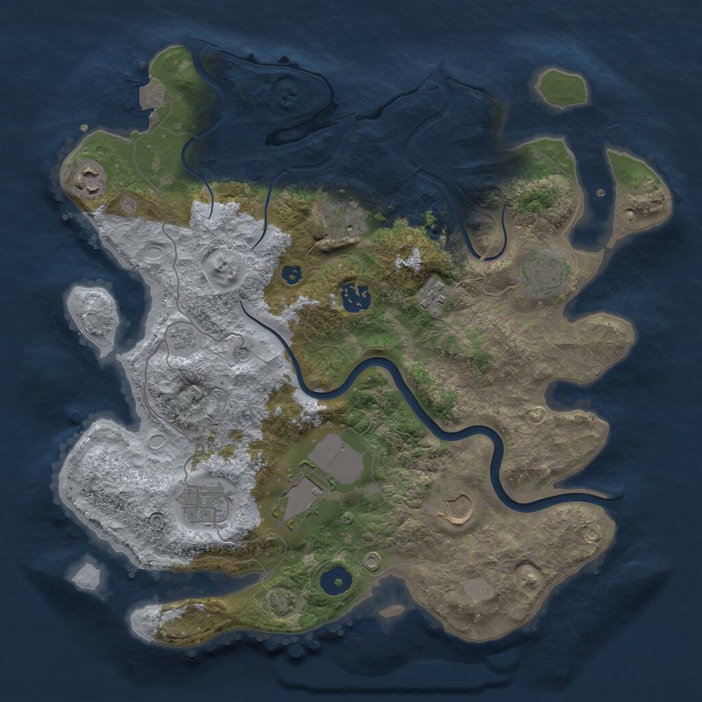 Rust Map: Procedural Map, Size: 3500, Seed: 436564, 12 Monuments