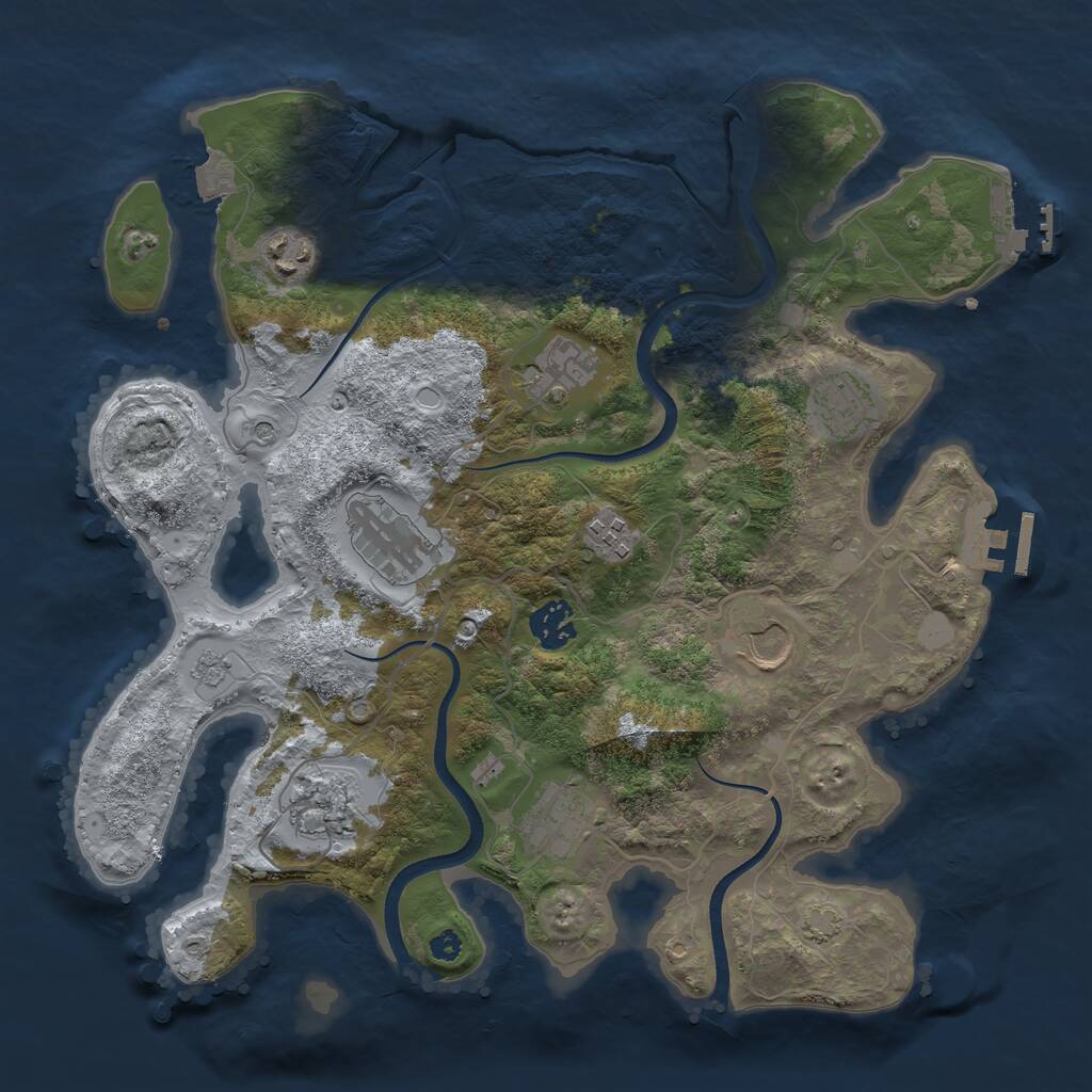 Rust Map: Procedural Map, Size: 3500, Seed: 321413215, 15 Monuments