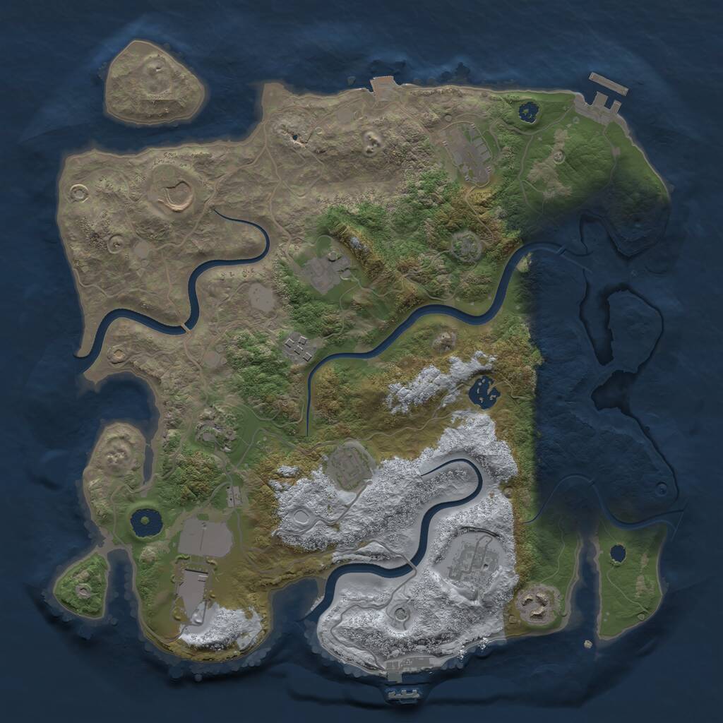 Rust Map: Procedural Map, Size: 3600, Seed: 1436198423, 15 Monuments