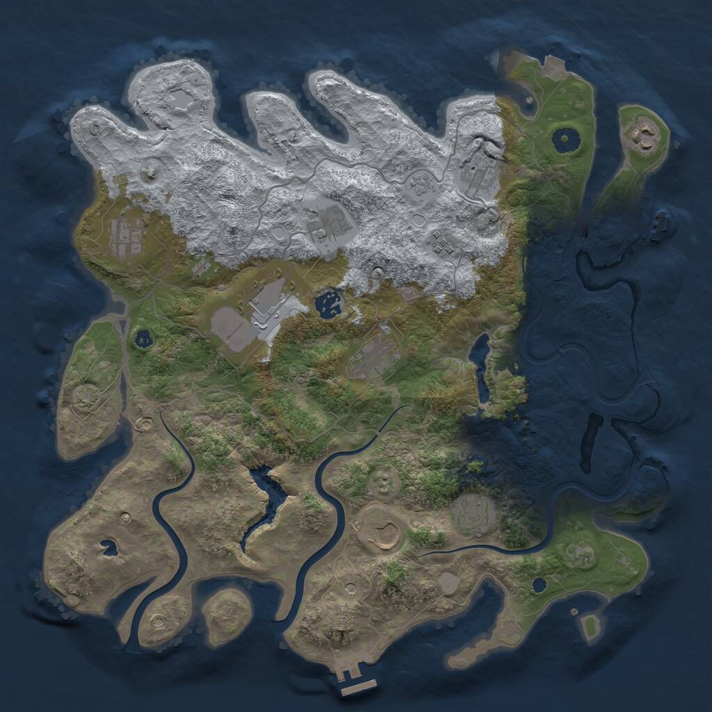 Rust Map: Procedural Map, Size: 4000, Seed: 624692, 16 Monuments