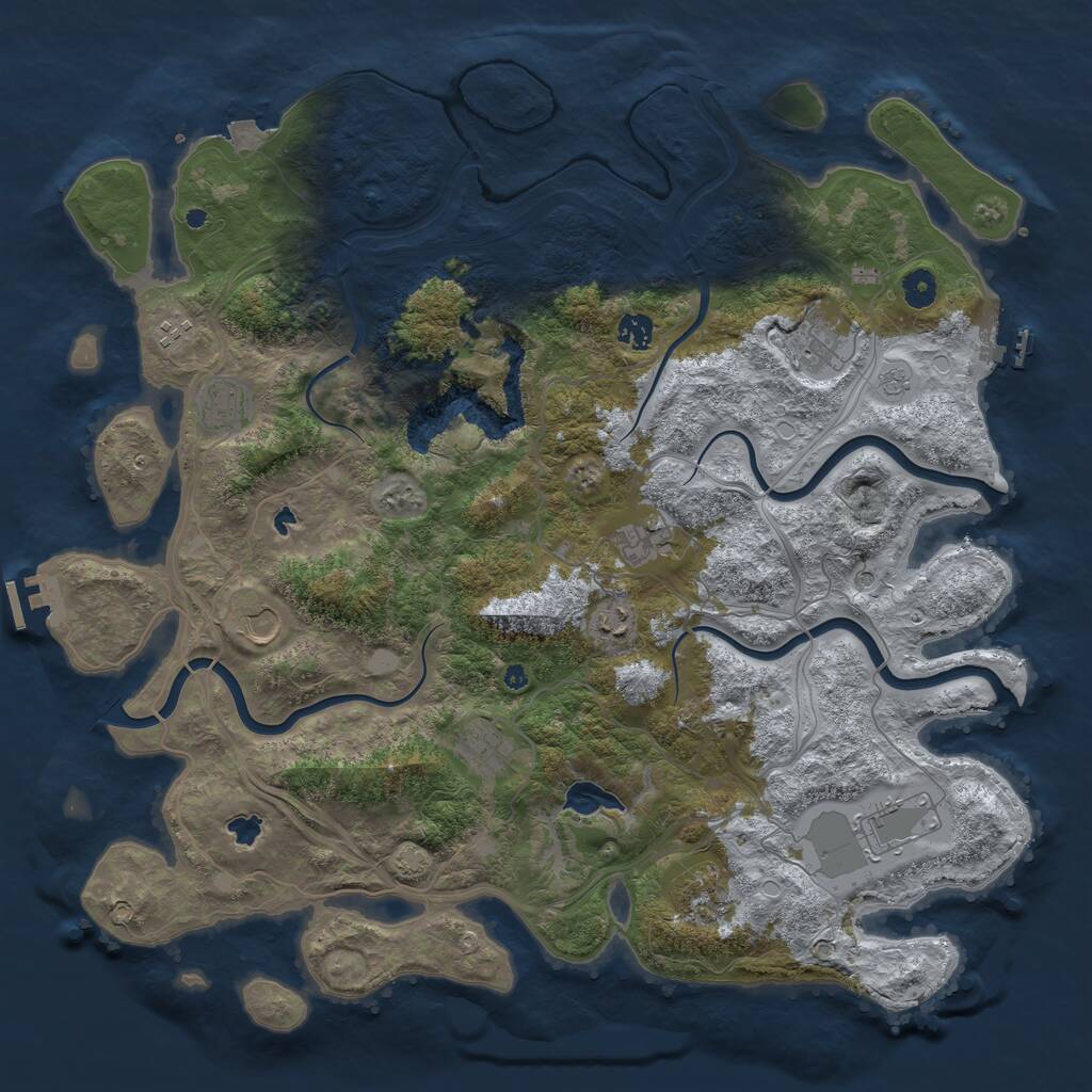 Rust Map: Procedural Map, Size: 4500, Seed: 813358, 16 Monuments