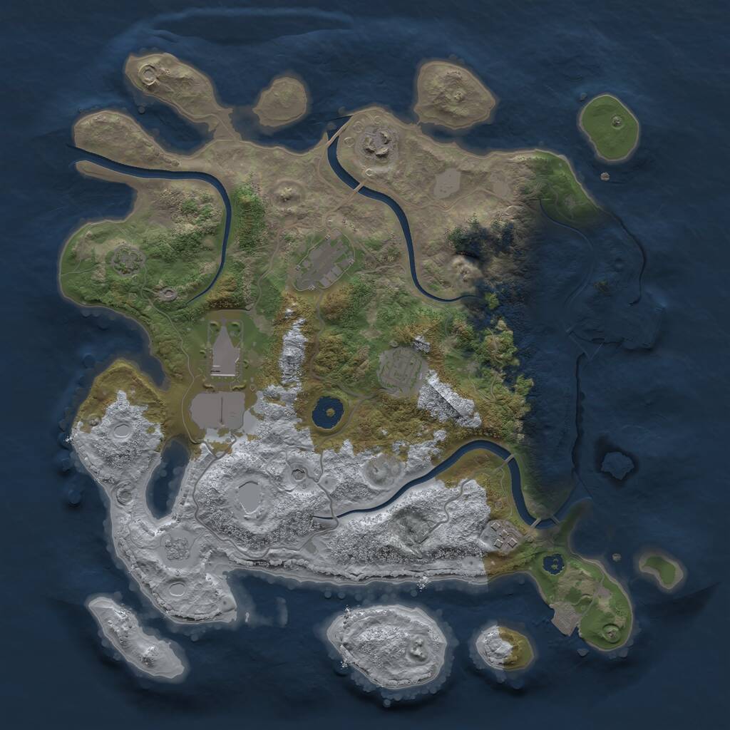 Rust Map: Procedural Map, Size: 3500, Seed: 495931, 10 Monuments