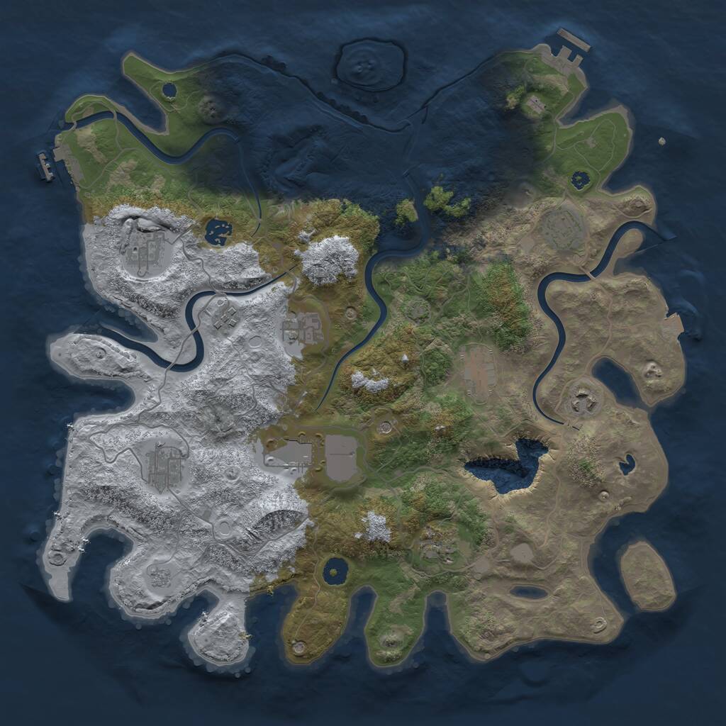 Rust Map: Procedural Map, Size: 4096, Seed: 54953560, 16 Monuments