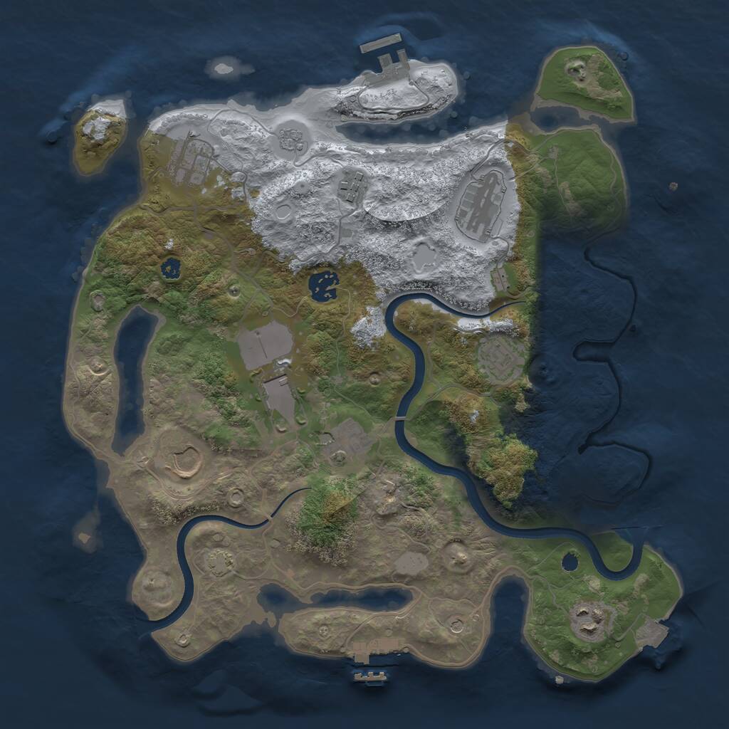 Rust Map: Procedural Map, Size: 3500, Seed: 841466, 15 Monuments
