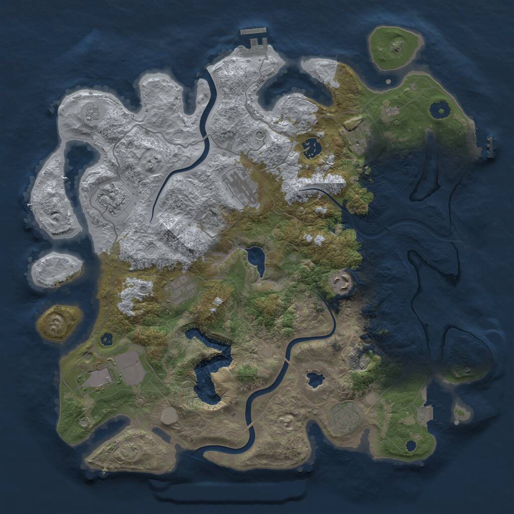 Rust Map: Procedural Map, Size: 4000, Seed: 525763, 15 Monuments