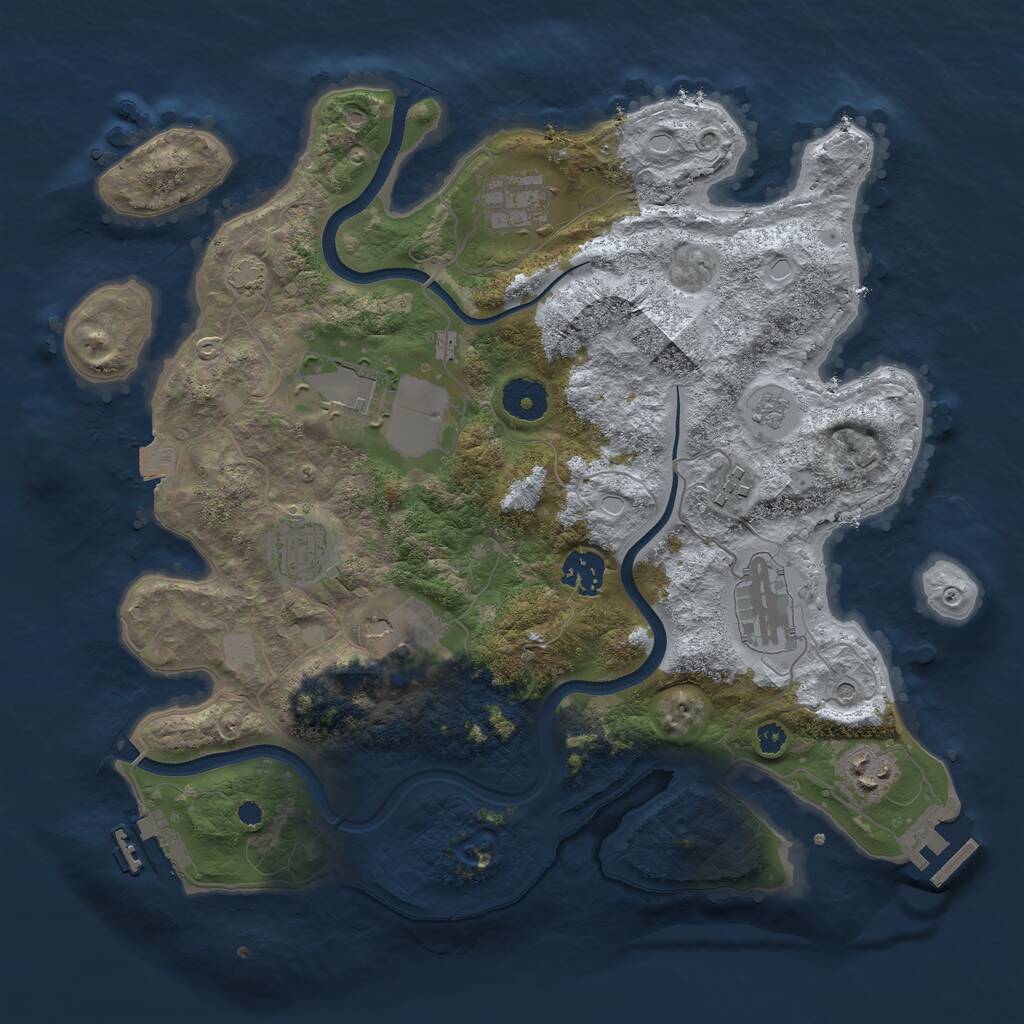 Rust Map: Procedural Map, Size: 3500, Seed: 722565, 14 Monuments
