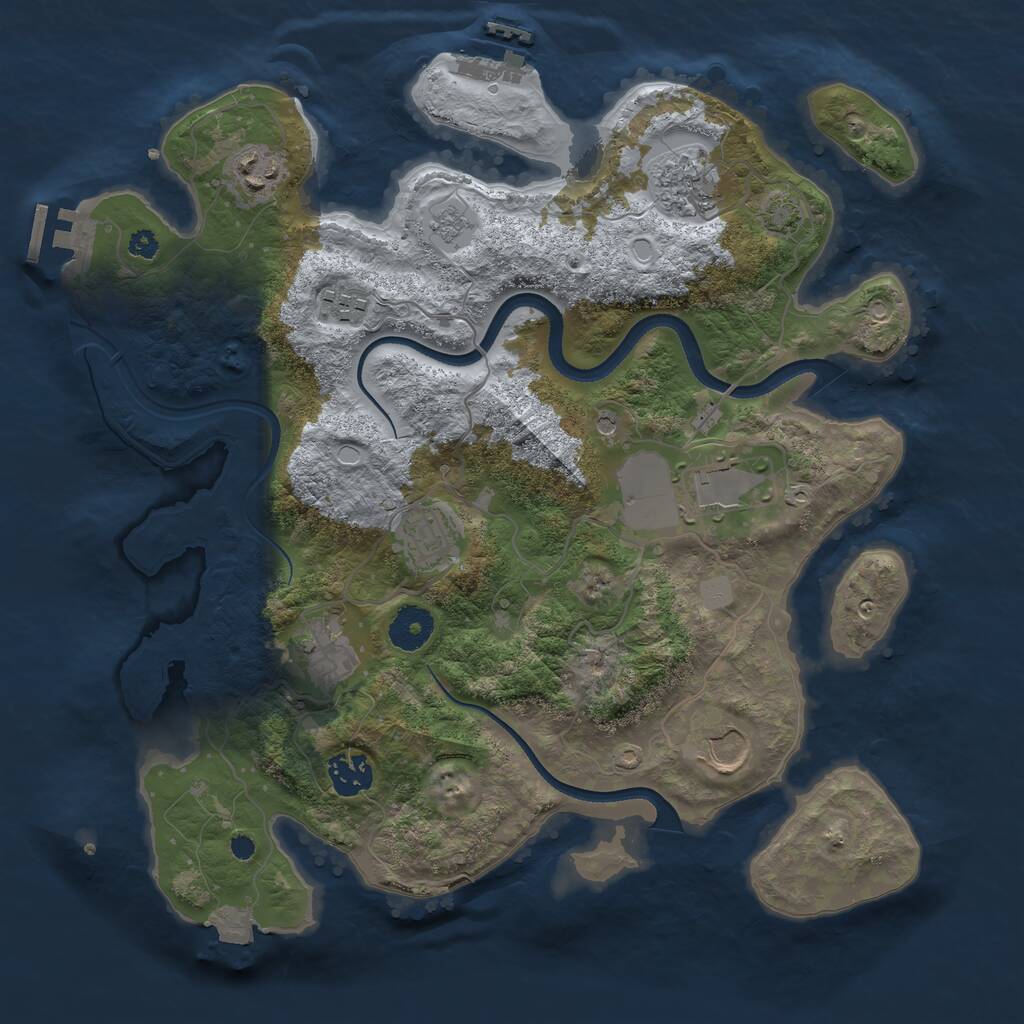 Rust Map: Procedural Map, Size: 3500, Seed: 890910, 14 Monuments